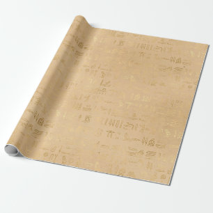 Subtile goldene ägyptische Hieroglyphen auf Sandy Geschenkpapier