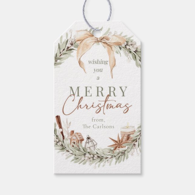 Subtile Grüntöne Weihnachtsgeschenk Tag Geschenkanhänger (Vorderseite)