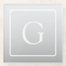 Subtile hellgraue Gradient Surname Monogram Glasuntersetzer
