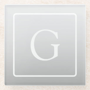 Subtile hellgraue Gradient Surname Monogram Glasuntersetzer