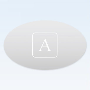 Subtile hellgraue Gradient Surname Monogram Ovaler Aufkleber