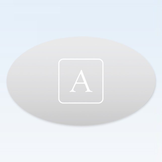 Subtile hellgraue Gradient Surname Monogram Ovaler Aufkleber (Von Creator hochgeladen)