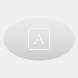 Subtile hellgraue Gradient Surname Monogram Ovaler Aufkleber