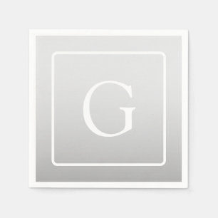 Subtile hellgraue Gradient Surname Monogram Serviette