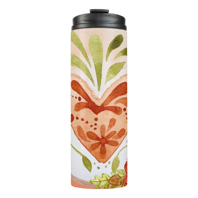 Subtile Herzfunktion Thermosbecher (Vorderseite)