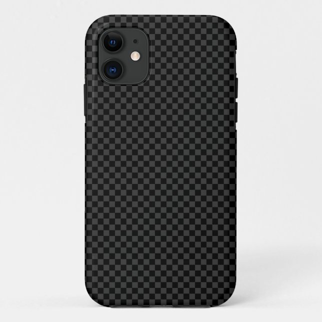 Subtile Karo - Dunkelgrau auf Black iPhone Case (Rückseite)