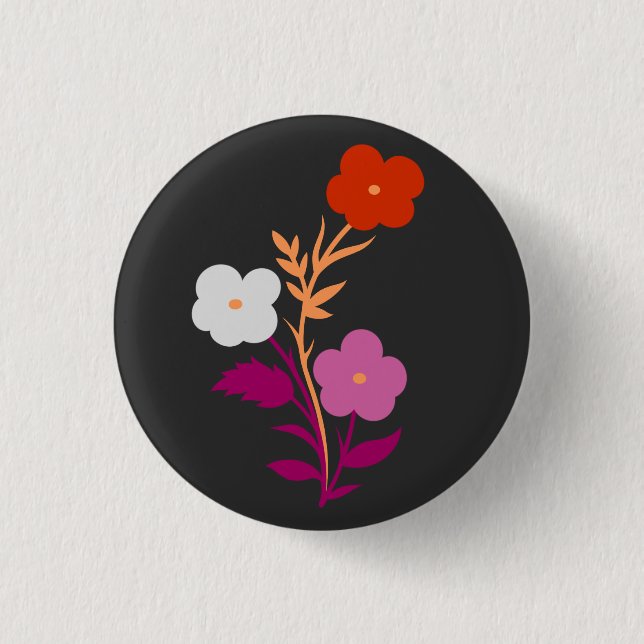 Subtile Lesbische Blume Button (Vorderseite)