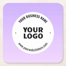 Subtile Light Lila Ombre & Your Business Logo Rechteckiger Pappuntersetzer