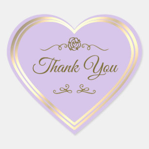 Subtile Lilac Gold Rahmen und Vintage Rose Vielen  Herz-Aufkleber