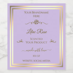 Subtile Lilac Product Label Gold Frame Vintage Ros Weinetikett