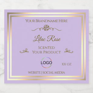 Subtile Lilac Produktmarke Gold Frame mit Logo Alkoholflaschenetikett