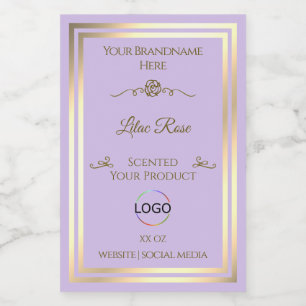 Subtile Lilac Produktmarke Gold Frame mit Logo Lebensmitteletikett