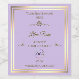 Subtile Lilac Produktmarke Gold Frame mit Logo Weinetikett