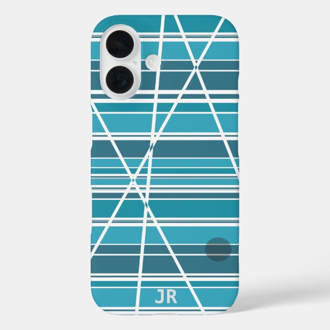 Subtile Monogram Aqua und weiß Abstrakt Case-Mate iPhone Hülle (Rückseite)
