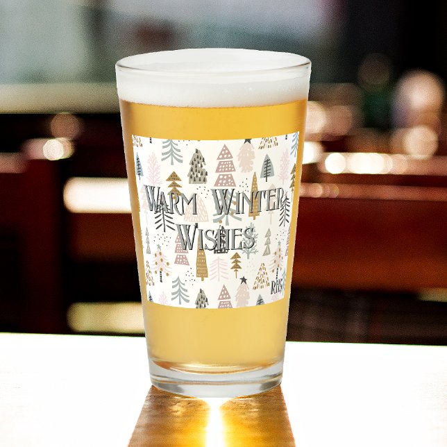 Subtile Monogramm, rustikale Winterbaumen Pint Bee Glas (Von Creator hochgeladen)