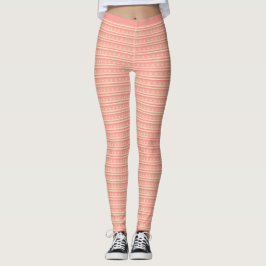 Subtile Pink Peach Stars Streifen Muster Fitness Leggings