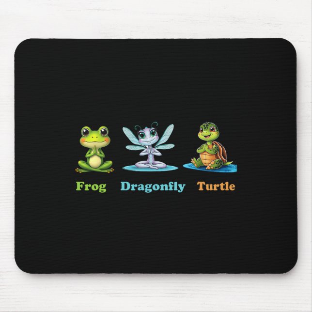 Subtile Political Humor Frog Dragonfly Yoga Mousepad (Vorne)