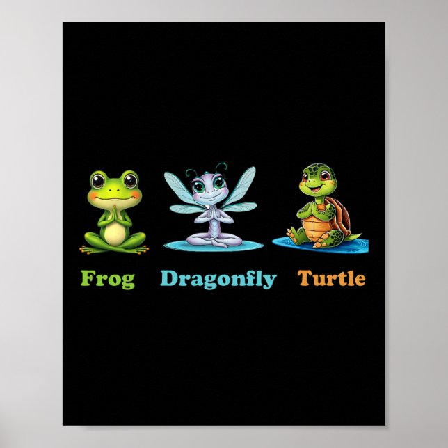 Subtile Political Humor Frog Dragonfly Yoga Poster (Vorne)