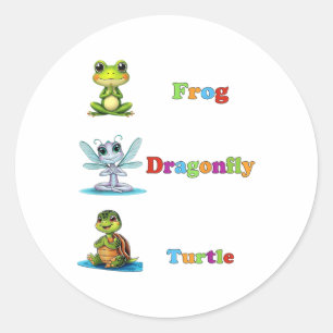 Subtile Political Humor Frog Dragonfly Yoga Runder Aufkleber