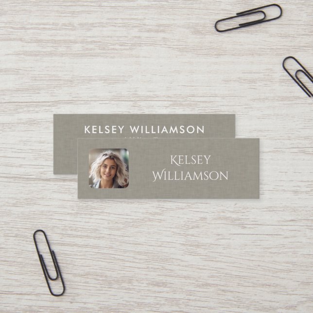 Subtile Textur Foto Mini Business Card Visitenkarte (Vorderseite/Rückseite Beispiel)