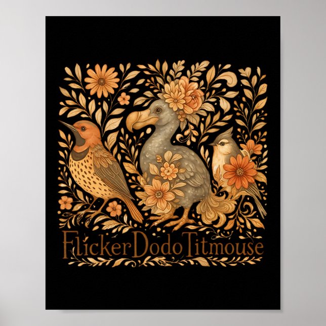 Subtile Vögel Flicker Dodo Titmouse Trump Resist B Poster (Vorne)