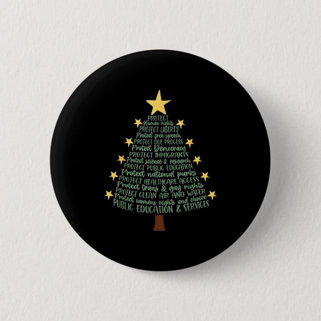 Subtiler Anti-Trump-lustiger-Christbaum Button (Vorderseite)