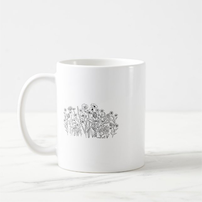 Subtiler Blumiger Botanischer Protest Liberal Wide Kaffeetasse (Links)