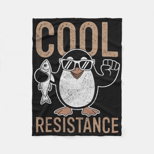 Subtiler cooler Widerstand Penguin Zölle Protest A Fleecedecke (Vorderseite)