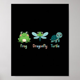Subtiler politischer Humor Frosch Libelle Schildkr Poster