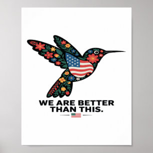 Subtiler Politischer Kolibri-Blumen-Anti-Trump Poster
