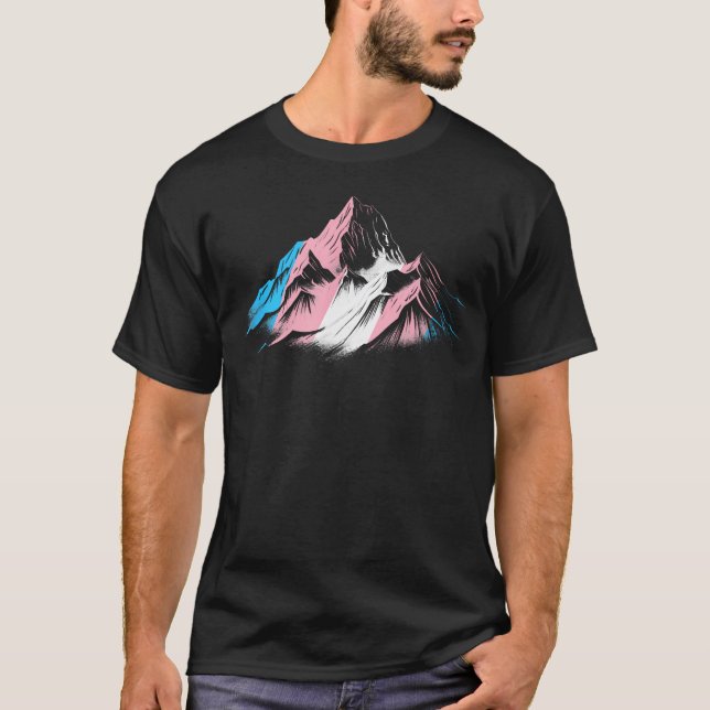 Subtiler Transgender-Pride-Monat-Bergwandern T-Shirt (Vorderseite)