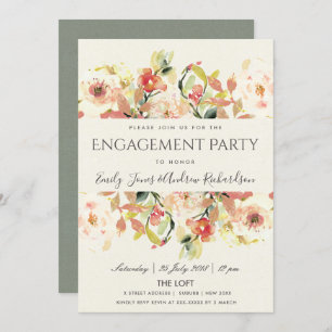 SUBTITEL PEACH PINK WASSERFARBE VERLOBUNG EINLADUNG