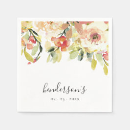 SUBTITEL PEACH PINK WATERCOLOR PERSONALISIERT SERVIETTE