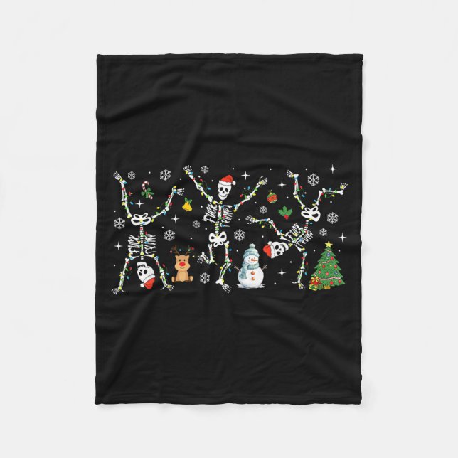 Subtle Anti Trump Hidden Message Dancing Skeleton  Fleecedecke (Vorderseite)