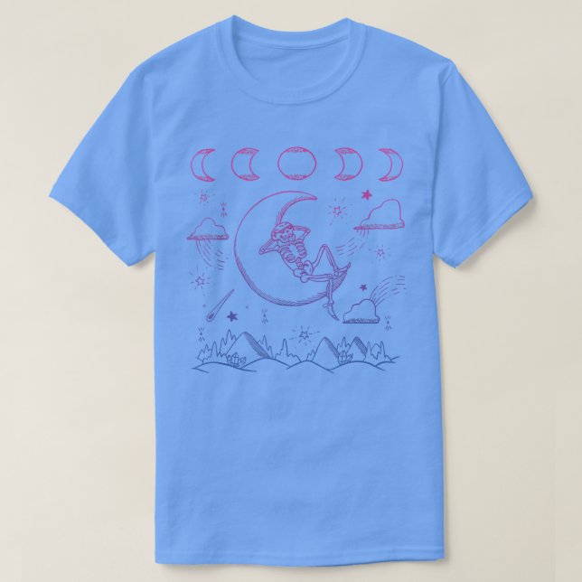 Subtle Bi Pride  Skeleton Moon Landscape Unise Bis T-Shirt (Design vorne)