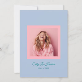 Subtle Blue Pink High School Photo Grad Ankündigung