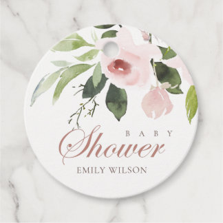 SUBTLE BLUSH PINK ROSE FLORAL BABY DUSCHE GESCHENKANHÄNGER