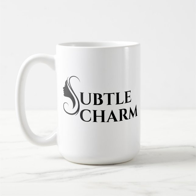 Subtle Charm Elegant Feminine Typography Kaffeetasse (Links)