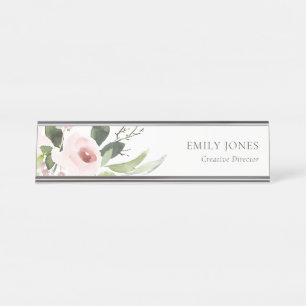 SUBTLE FARBWASCHEN BLUSH PINK FLORALLBUNCH SCHREIBTISCHNAMENSPLAKETTE