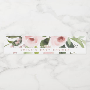 SUBTLE FARBWASH BLUSH PINK FLORAL BABY DUSCHE WASSERFLASCHENETIKETT