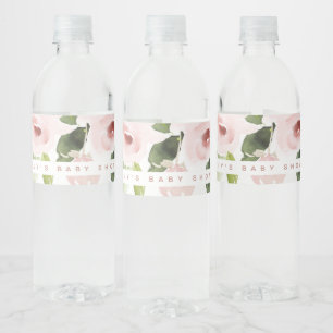 SUBTLE FARBWASH BLUSH PINK FLORAL BABY DUSCHE WASSERFLASCHENETIKETT