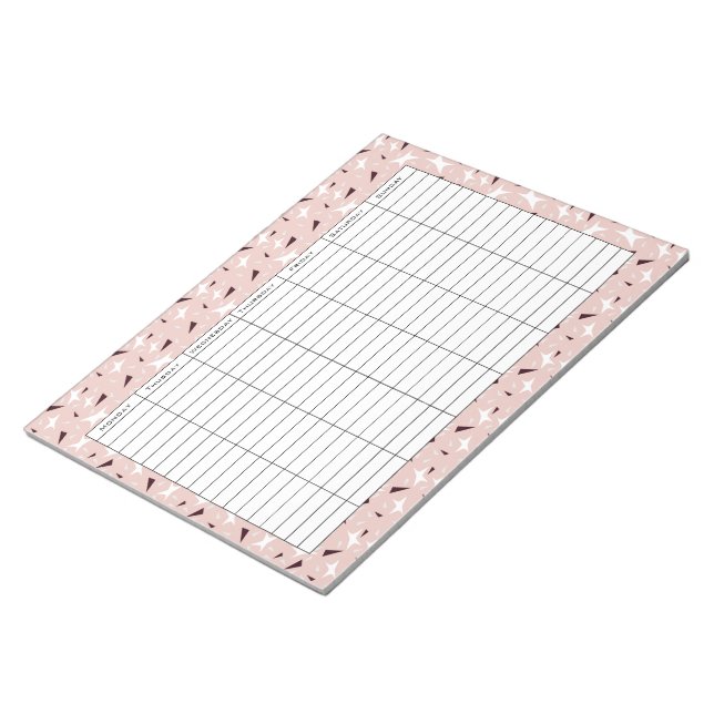 Subtle Geo Stars & Triangles – Pink  Notizblock (angewinkelt)