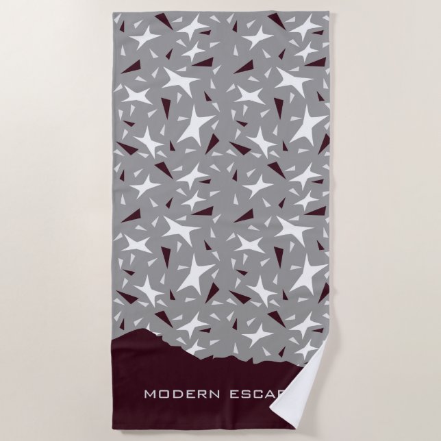 Subtle Geometry: Stars & Triangles – Grey Strandtuch (Vorderseite)