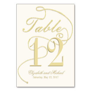 Subtle Gold Calligraphy Glitzer Tischnummer