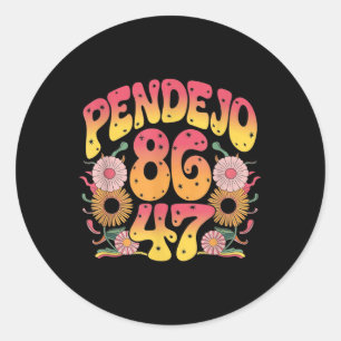 Subtle Groovy Retro Pendejo Floral Anti-trump 8647 Runder Aufkleber