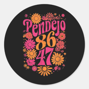 Subtle Groovy Retro Pendejo Floral Anti-Trump Runder Aufkleber