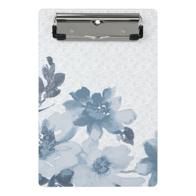 Subtle Indigo Bloom - Soft Elegante von Kraalikaa Mini Klemmbrett (Vorderseite)