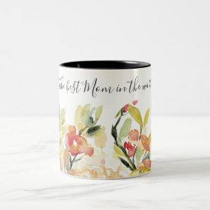 SUBTLE PEACH WATERCOLOR BESTE MAMA IN DER WELT ZWEIFARBIGE TASSE