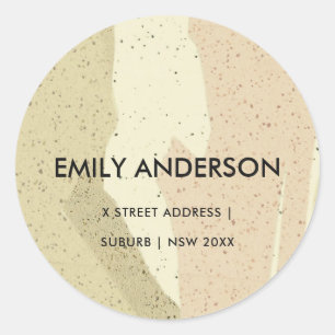 SUBTLE PINK GRAY MODERN ABSTRAKT ART WAVES ADDRESS RUNDER AUFKLEBER