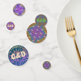 Subtle Rainbow Delicate Pastel Pattern & Initials Konfetti